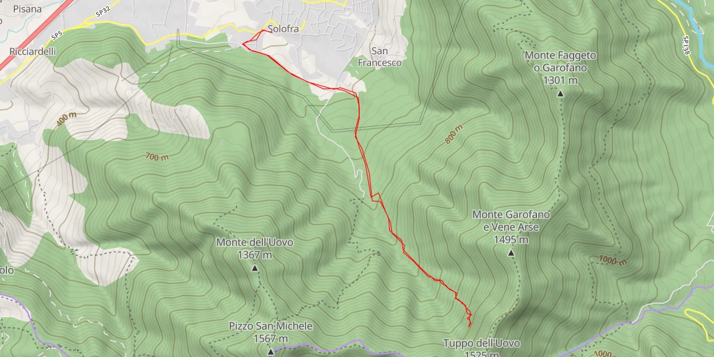 Map of the trail for AI - arco delle neviere - Solofra