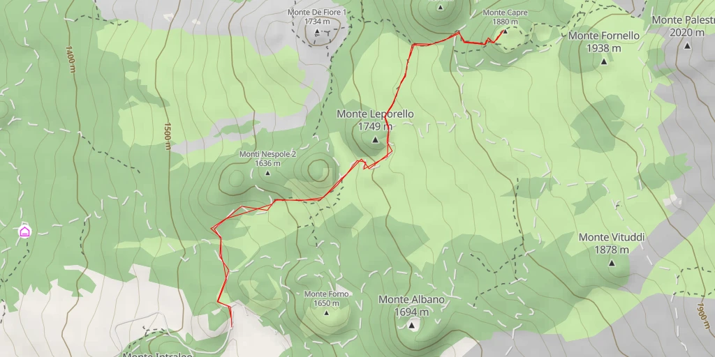 Map of the trail for Monte Capre