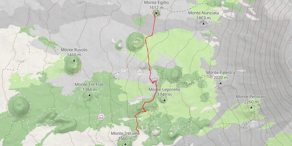 Map of the trail for Monte Egitto