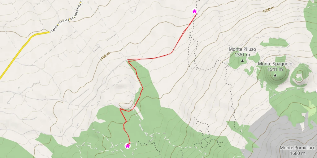 Map of the trail for Rifugio Forestale Trentasalme