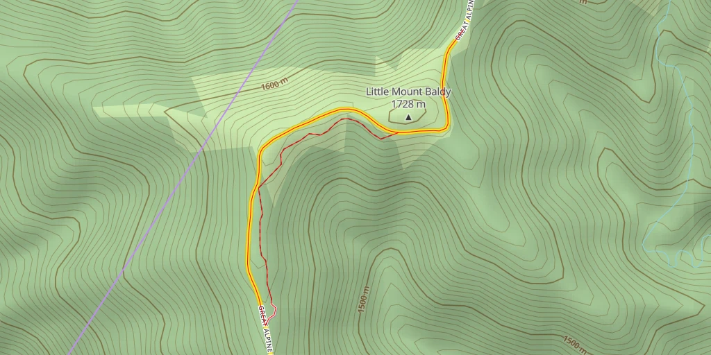 Map of the trail for Blowhard Hut