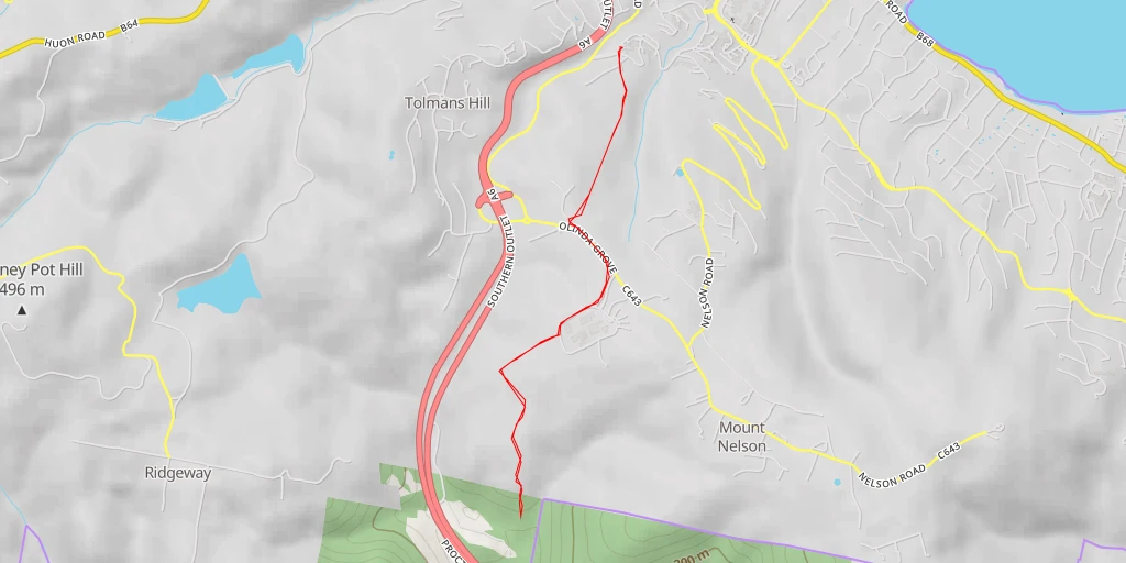 Map of the trail for South Lea - North Hill Conservation Covenant - Southern Outlet - Hobart