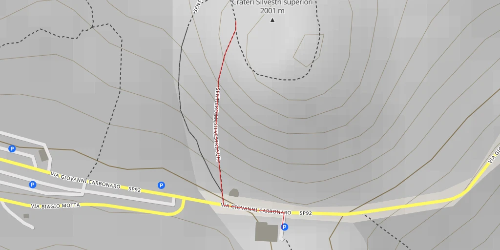 Map of the trail for Crateri Silvestri superiori