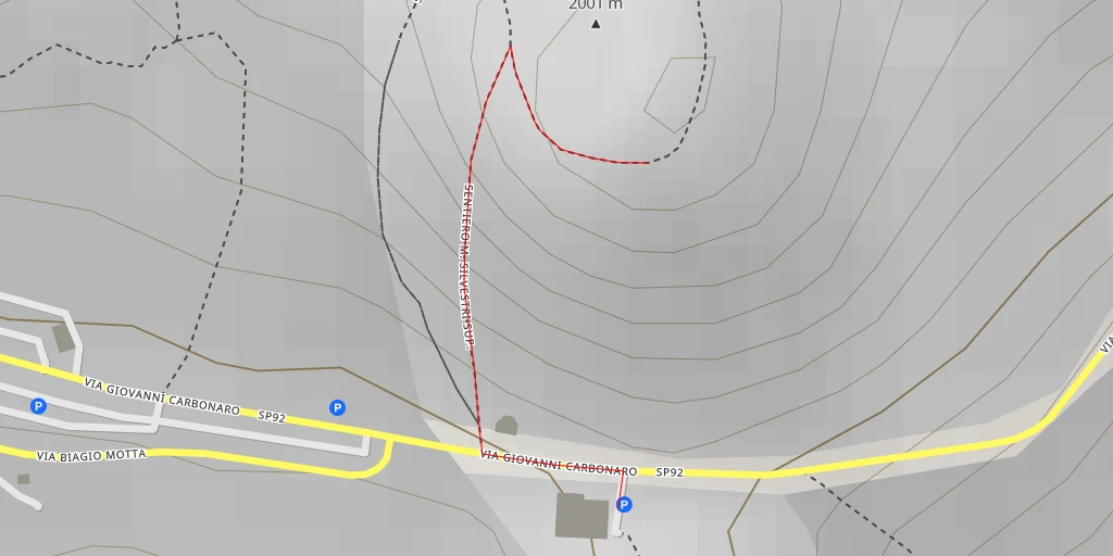 Map of the trail for Sentiero M. Silvestri Sup. - Nicolosi