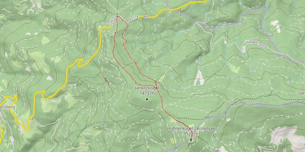 Map of the trail for Hühnerkogel / Košenjak