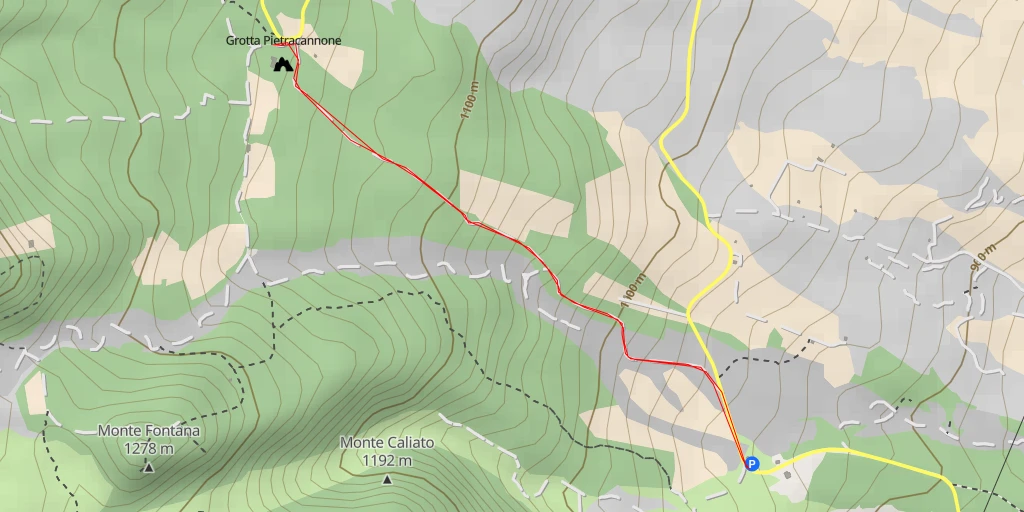 Map of the trail for Rifugio Pietracannone