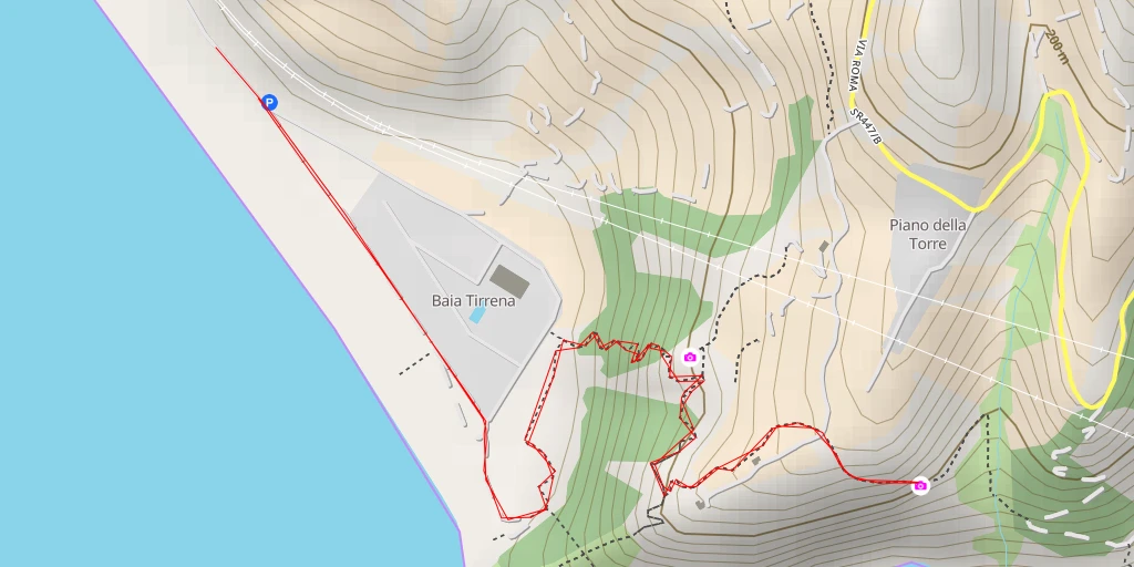 Map of the trail for Via Piano della Torre