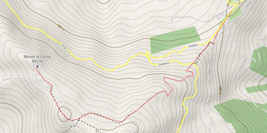 Map of the trail for Monte le Corna