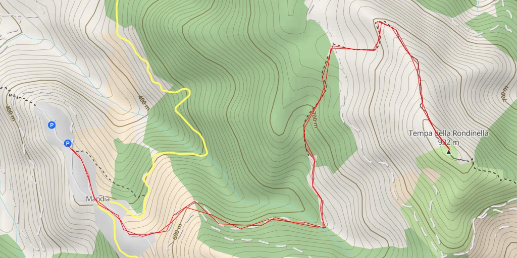 Map of the trail for Tempa della Rondinella