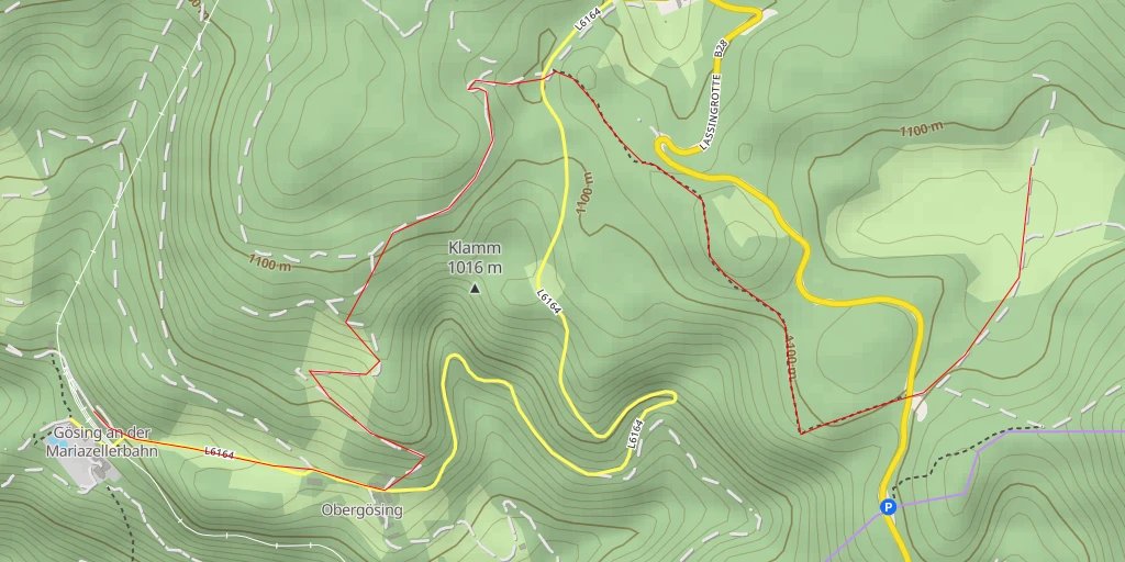 Map of the trail for Lassingrotte