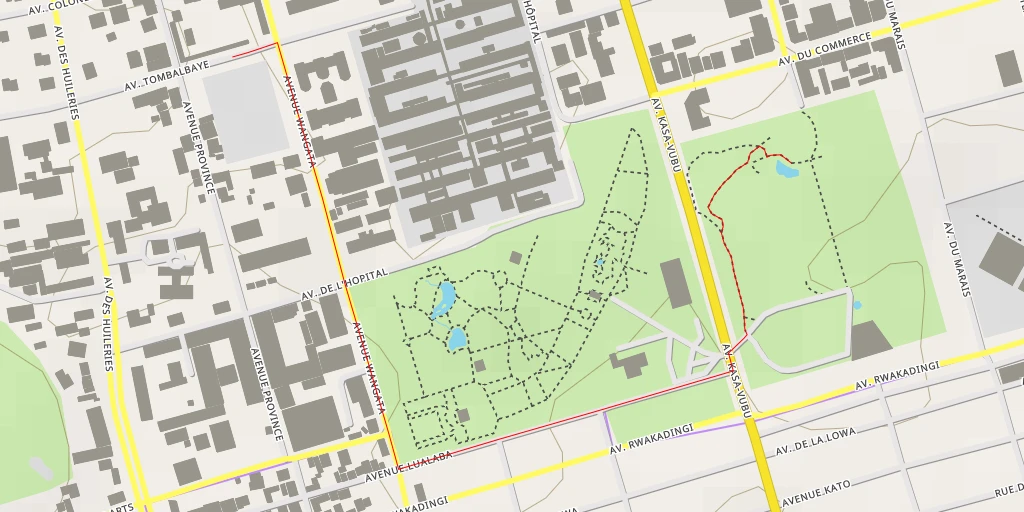 Map of the trail for Jardin botanique de Kinshasa - Avenue du Marché - Révolution