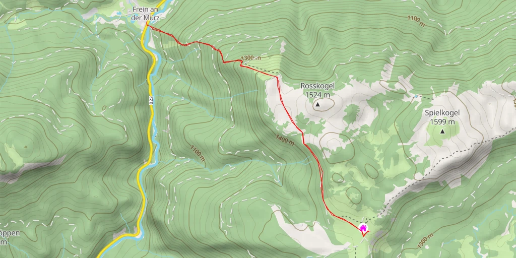 Map of the trail for Neuberger Hütte