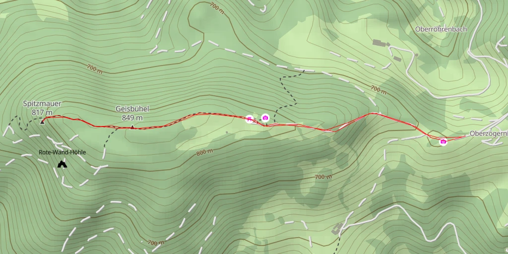 Carte de l'itinéraire :  Spitzmauer