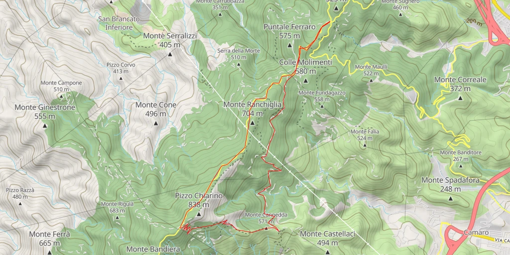 Map of the trail for Monte Cannedda