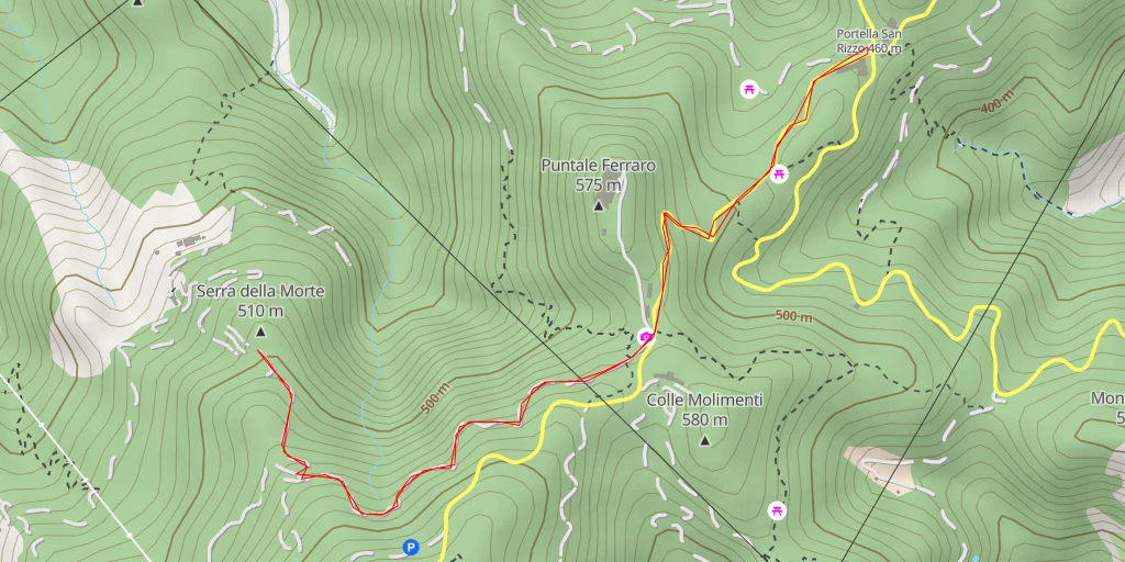 Map of the trail for Serra della Morte