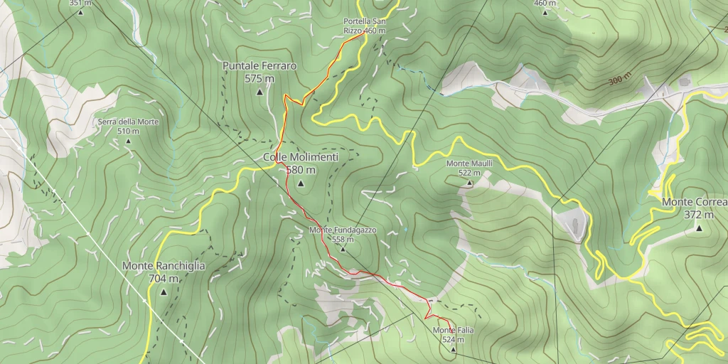 Map of the trail for Monte Falia