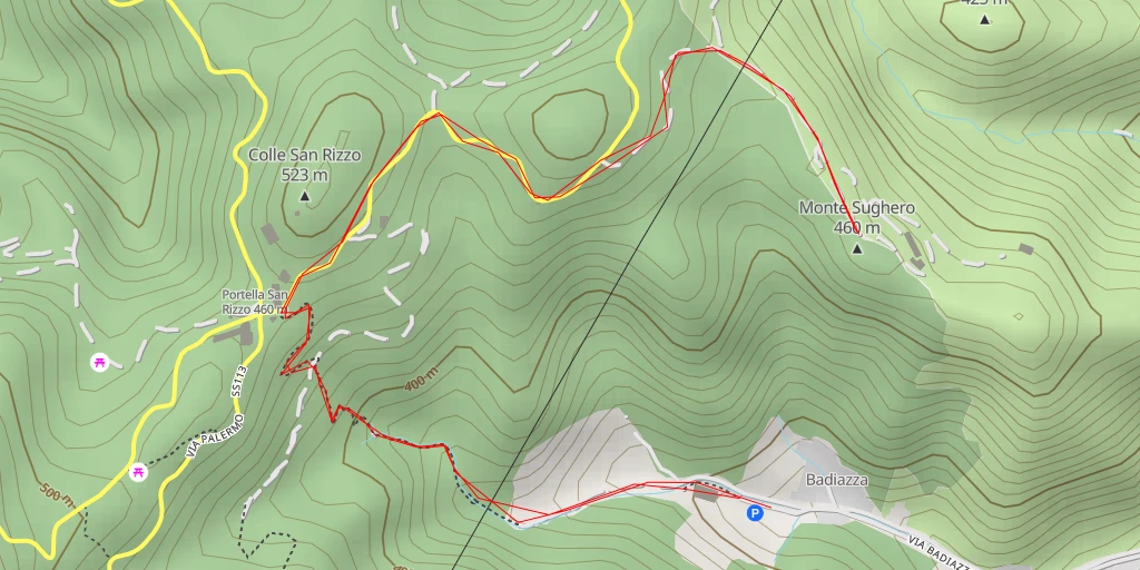 Map of the trail for Monte Sughero