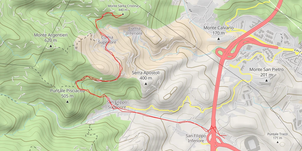 Map of the trail for Monte Santa Cristina