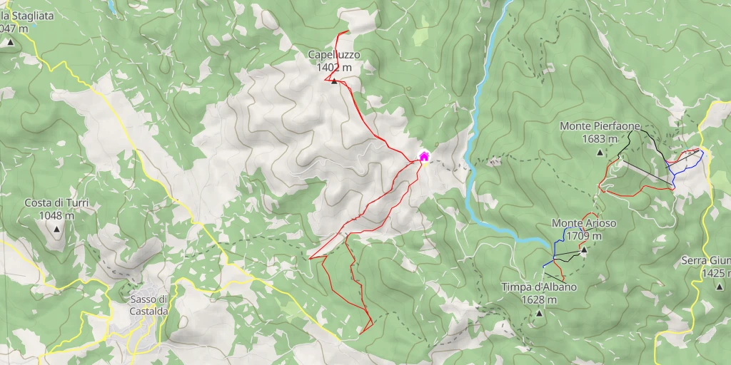 Map of the trail for AI - Capelluzzo - Sasso di Castalda