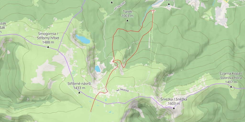 Map of the trail for Luční bouda