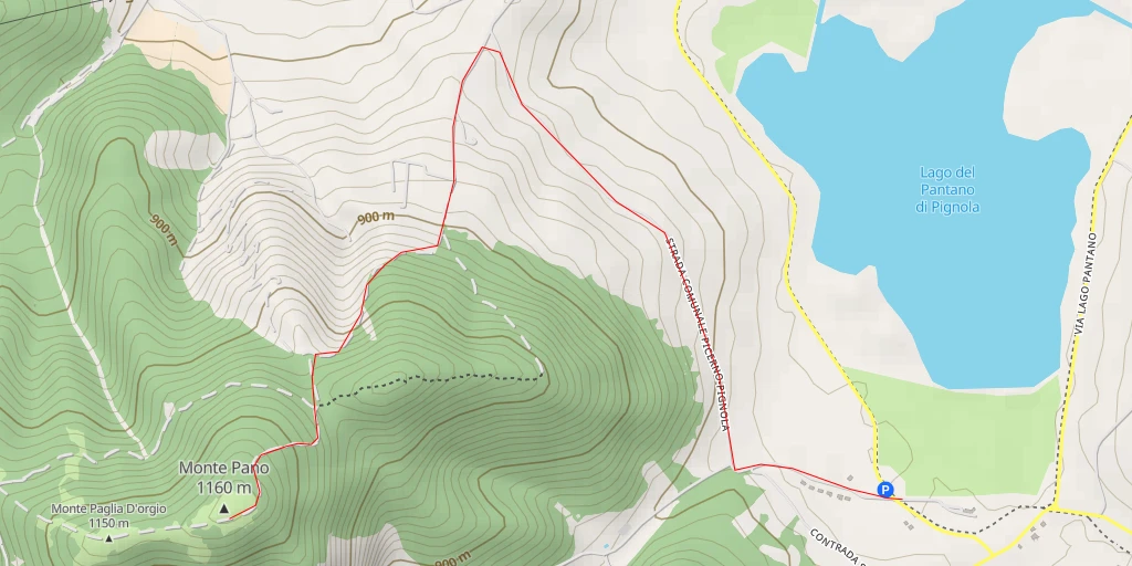 Map of the trail for Monte Pano