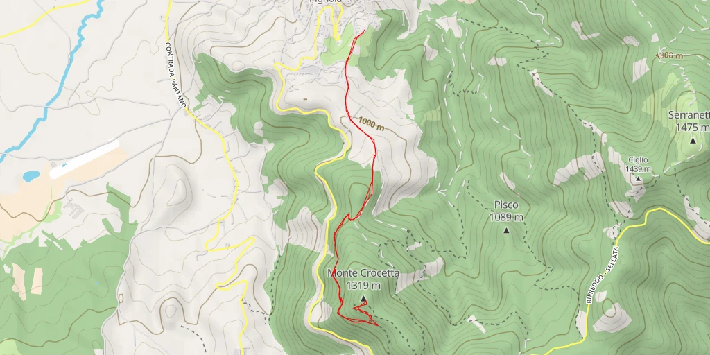 Map of the trail for Monte Crocetta