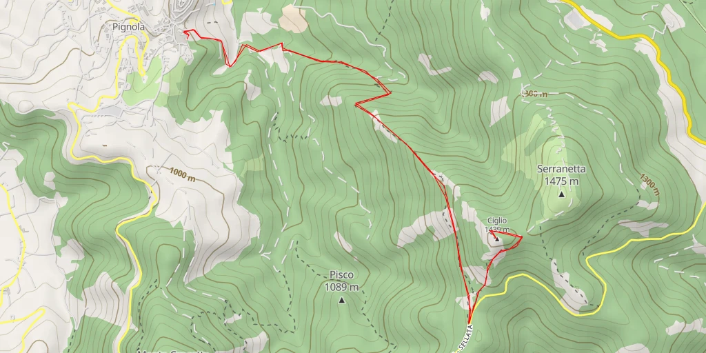 Map of the trail for Ciglio