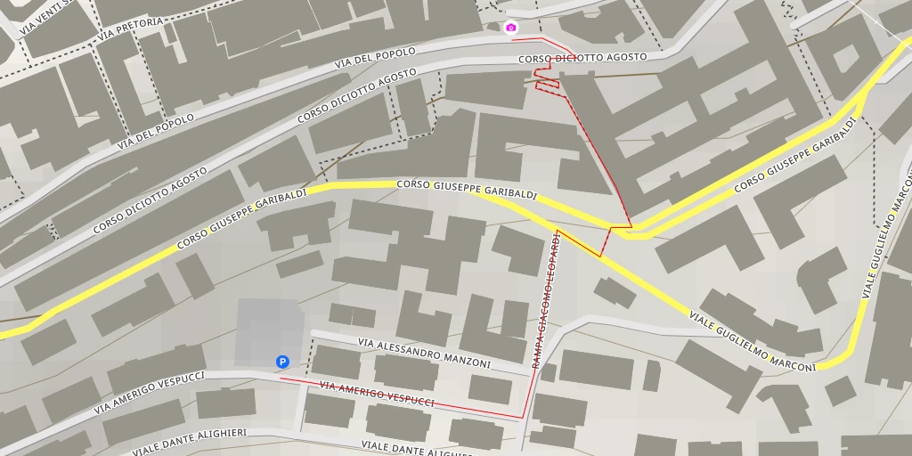 Map of the trail for Via del Popolo - Potenza