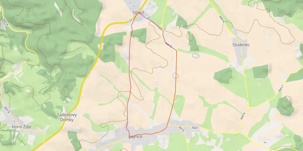 Map of the trail for Zemědělská