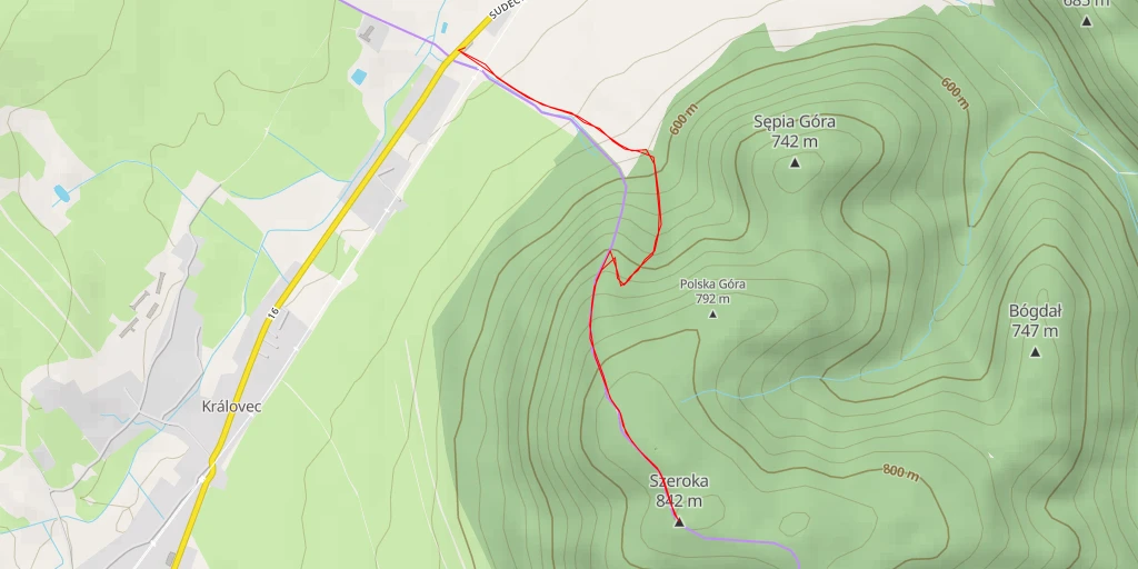 Map of the trail for Szeroka