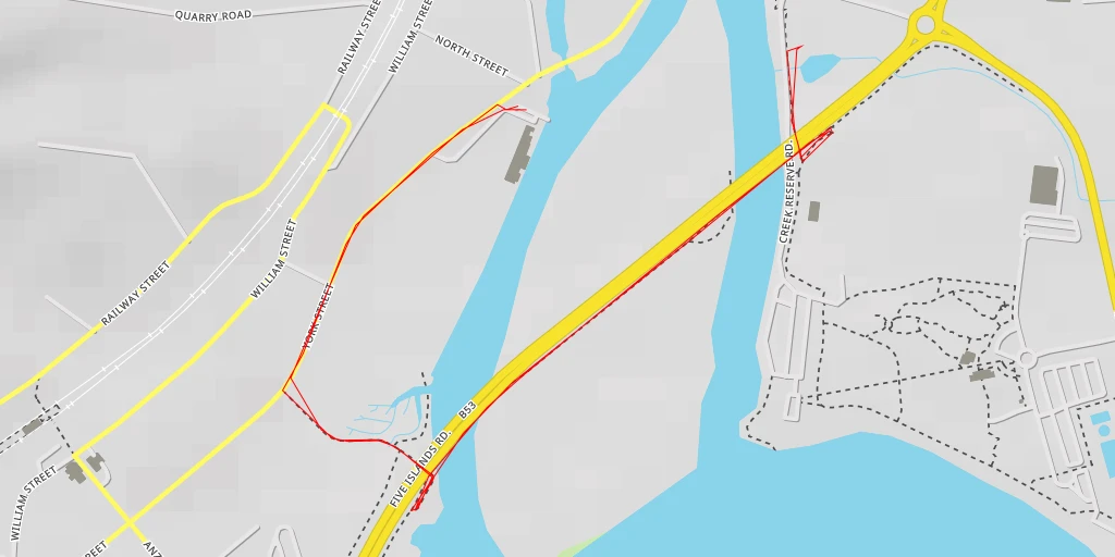 Map of the trail for Creek Reserve Road - Newcastle-Maitland