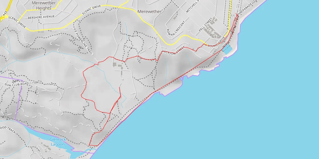 Map of the trail for Burwood Beach Wastewater Treatment Works - Shaft - Newcastle