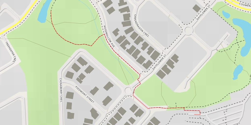 Map of the trail for Coomera Springs Boulevard - Gold Coast City