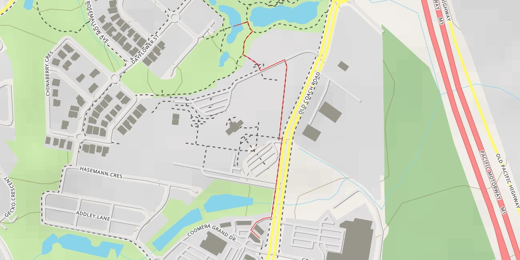 Map of the trail for Coomera Springs Boulevard - Gold Coast City