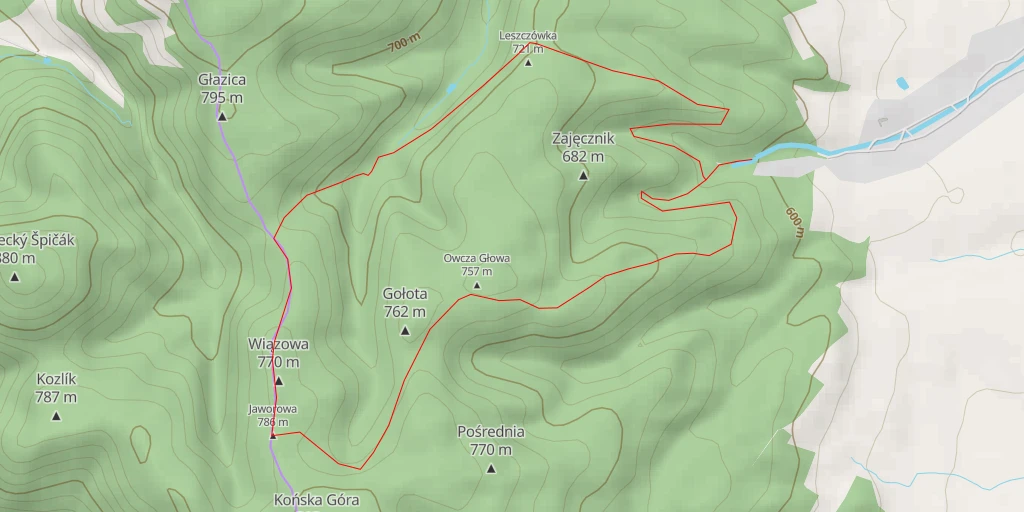 Carte de l'itinéraire :  Jaworowa