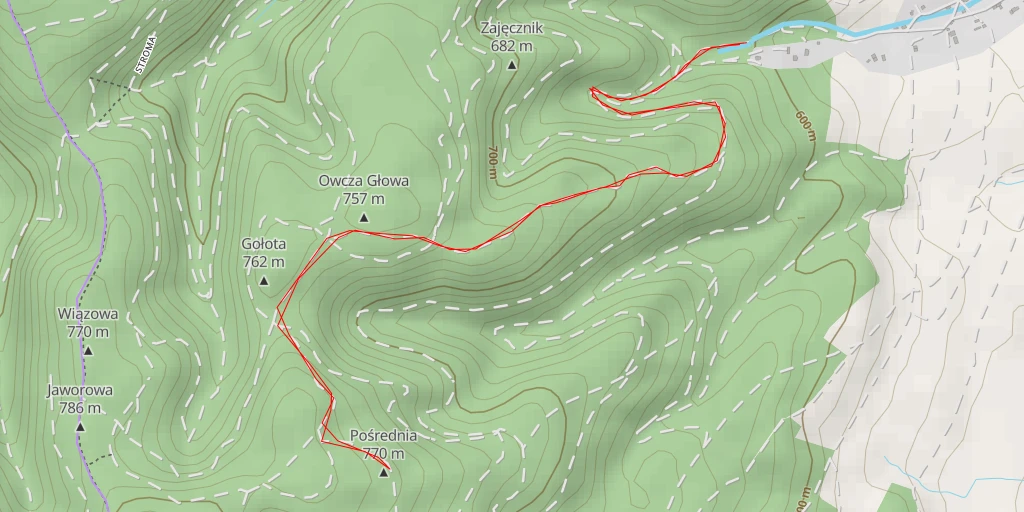 Map of the trail for Pośrednia