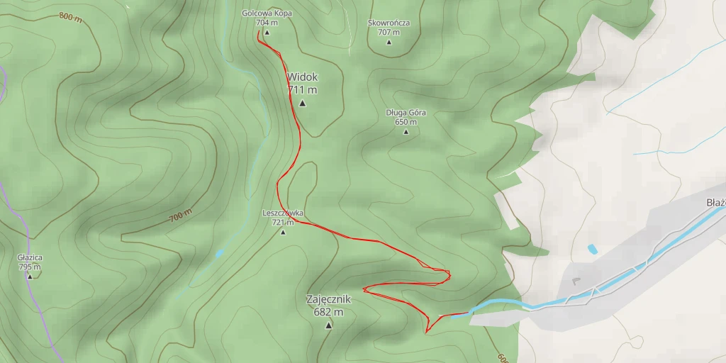 Map of the trail for Golcowa Kopa