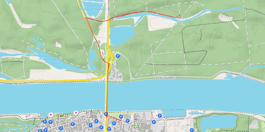 Map of the trail for Schanze - Linkes Donauufer