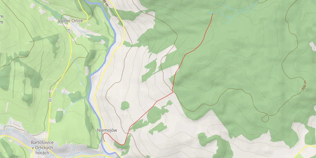 Map of the trail for Droga Śródsudecka