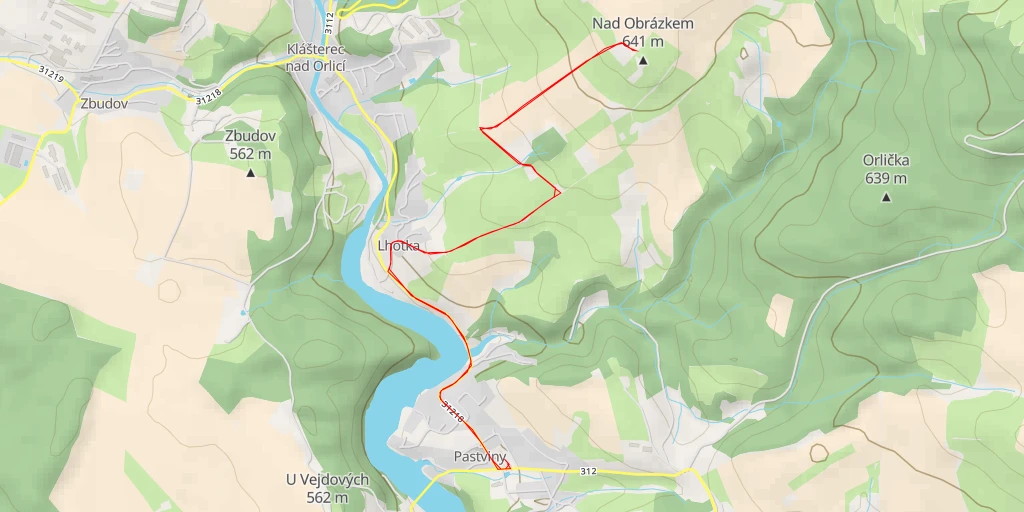 Map of the trail for Nad obrázkem