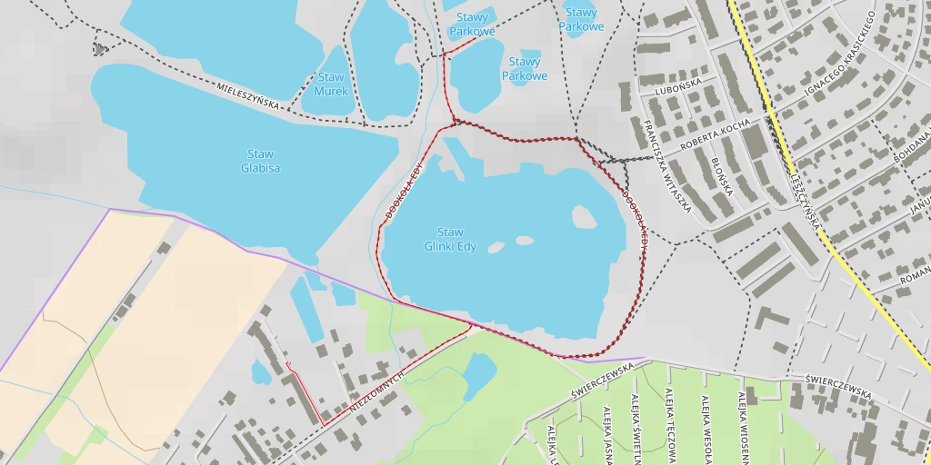 Map of the trail for Stawy Parkowe