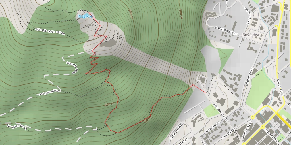 Map of the trail for Reservoir