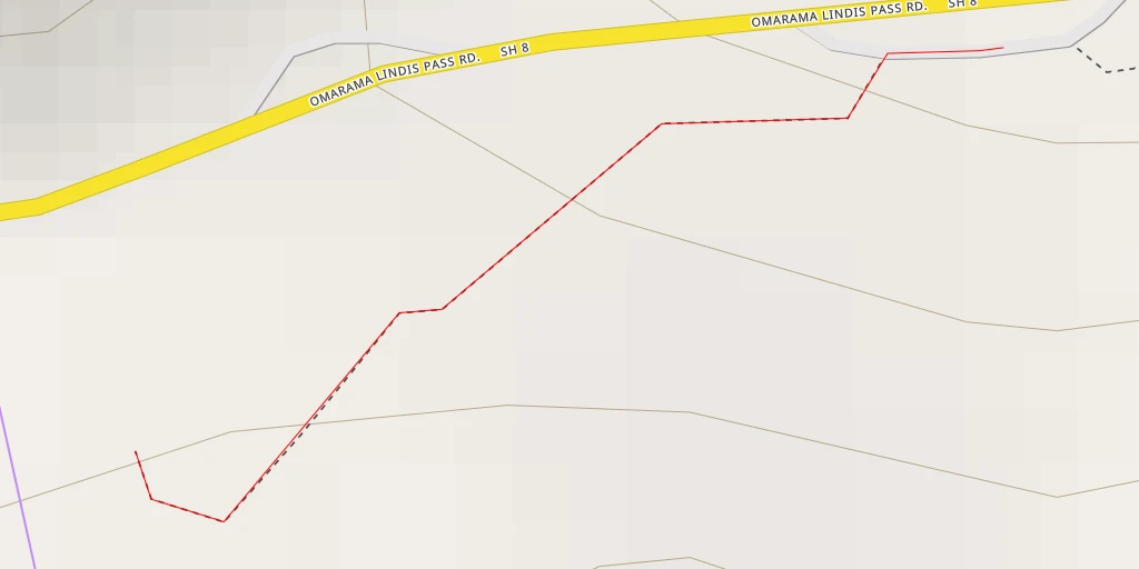 Map of the trail for Lindis Pass Summit Lookout