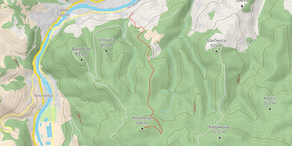 Map of the trail for Kozarevac