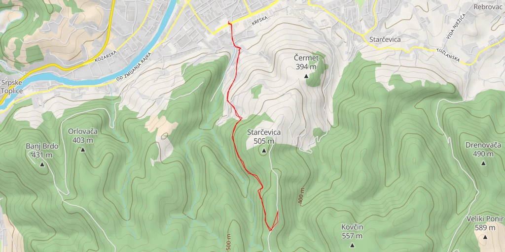 Map of the trail for Banja Luka