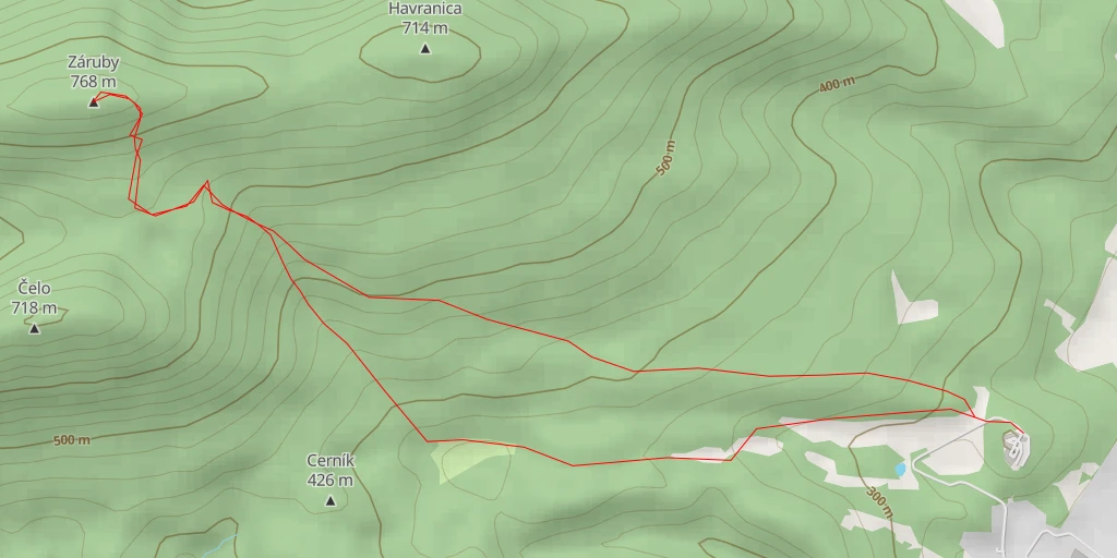 Carte de l'itinéraire :  Záruby