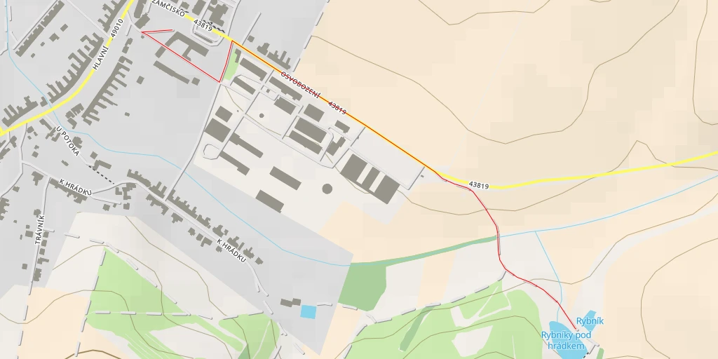 Map of the trail for Rybníky pod hrádkem