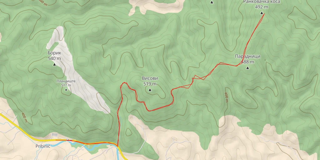 Map of the trail for Ранковачка коса