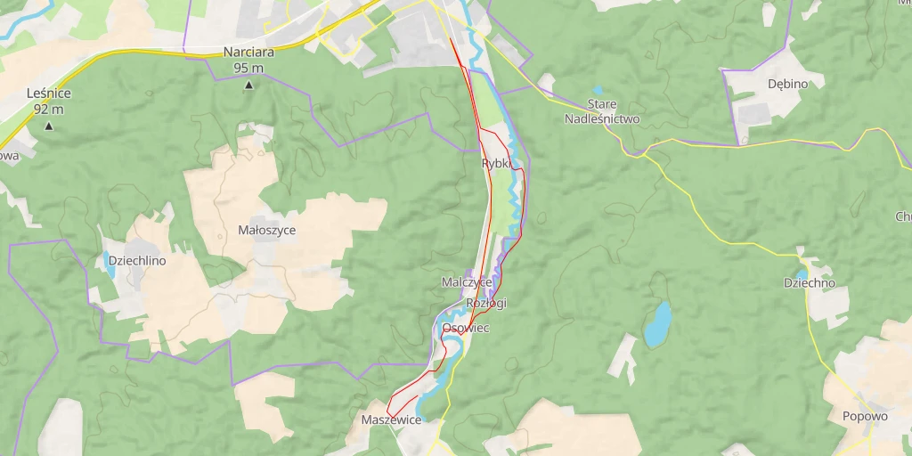 Map of the trail for Maszewice