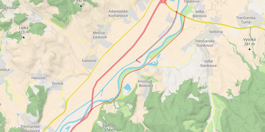 Map of the trail for Váh